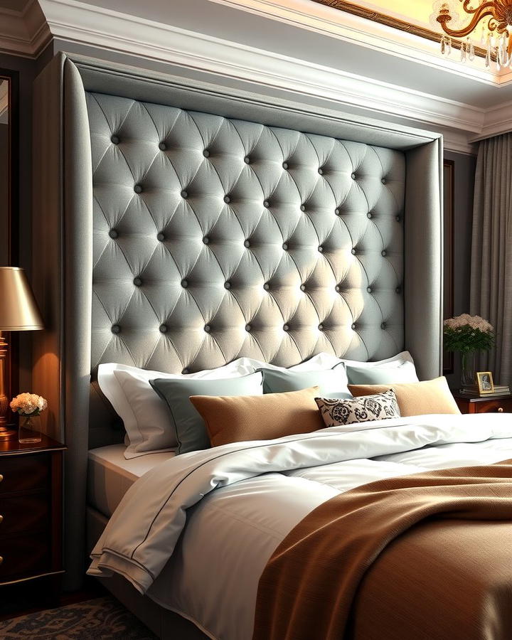 Velvet Grey Headboard for a Luxurious Touch