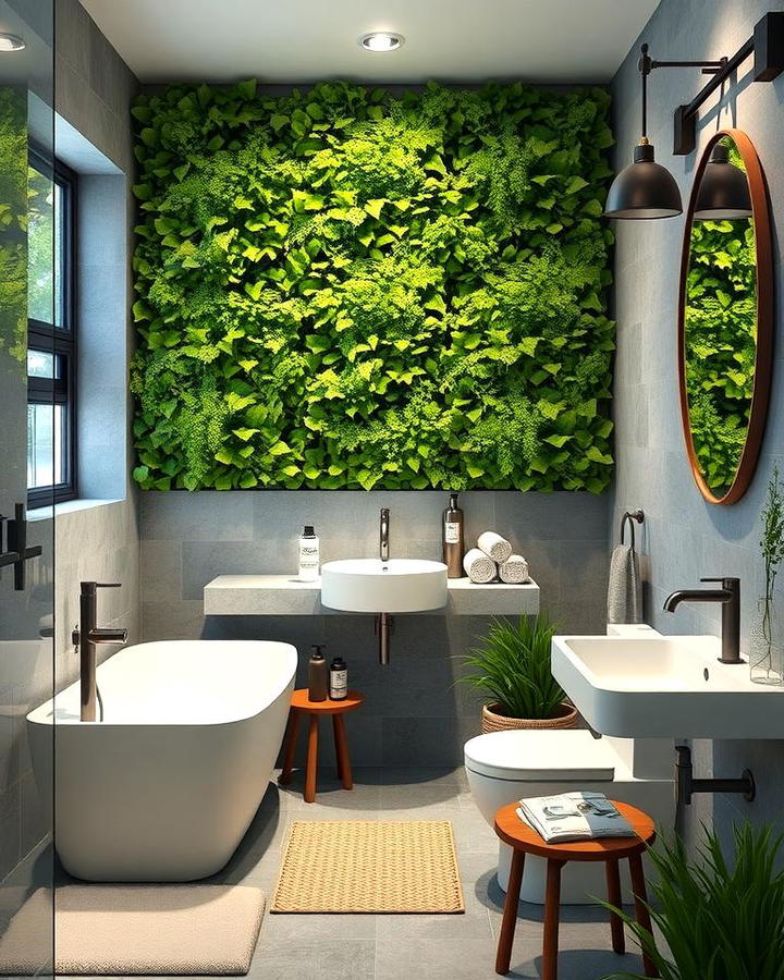 Vertical Green Wall with Grey Accents