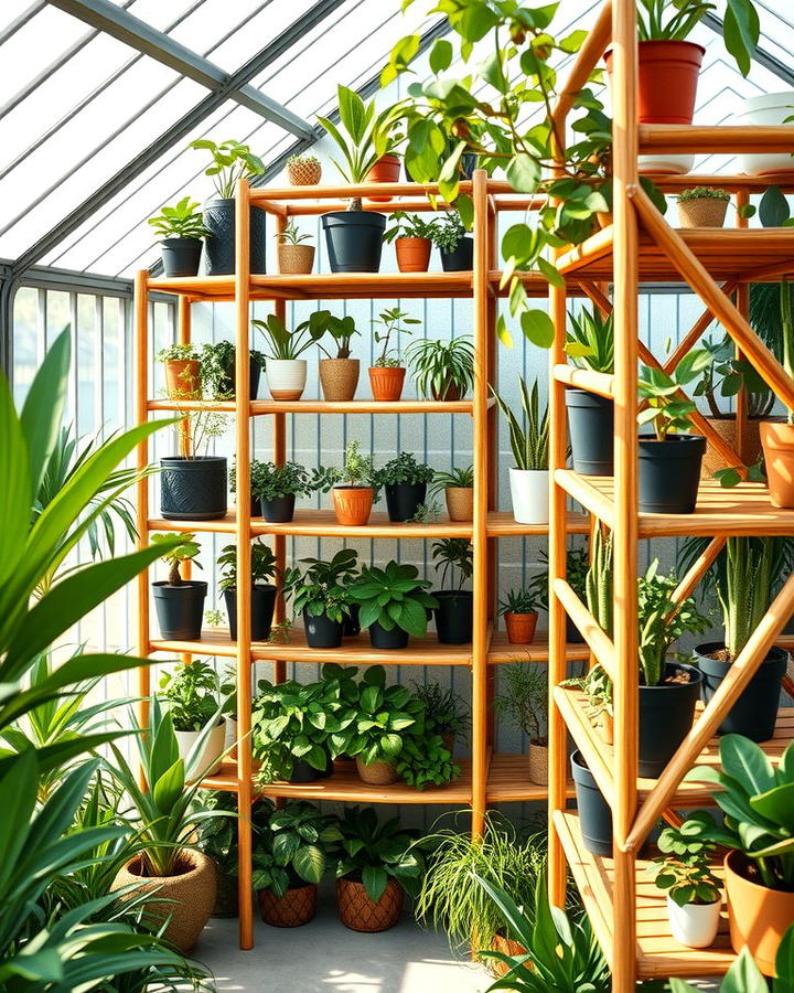 Vertical Plant Shelving for Space Optimization