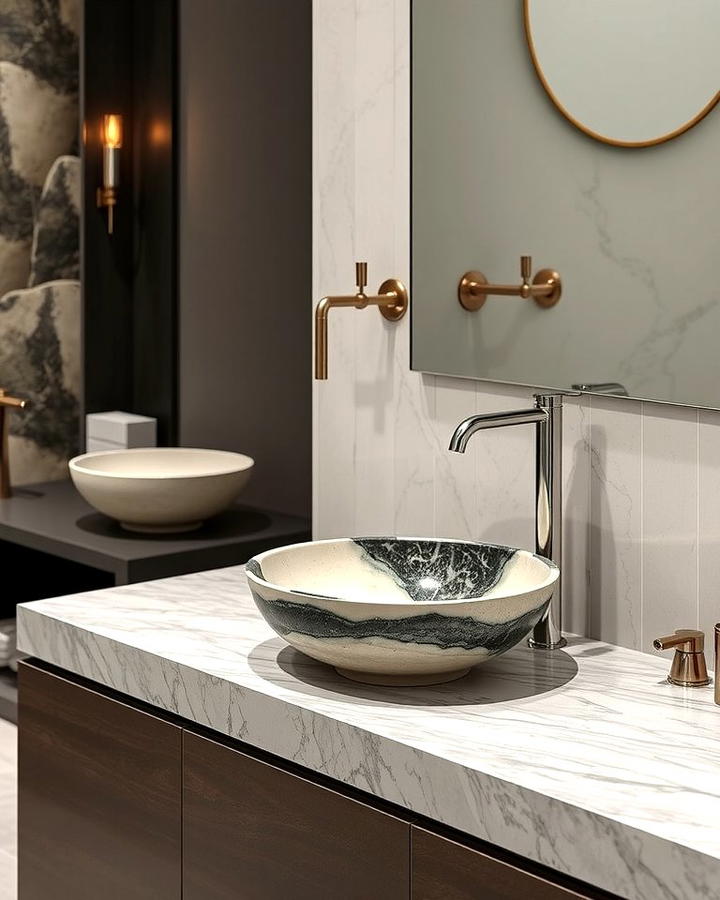 Vessel Sink with Natural Stone Design