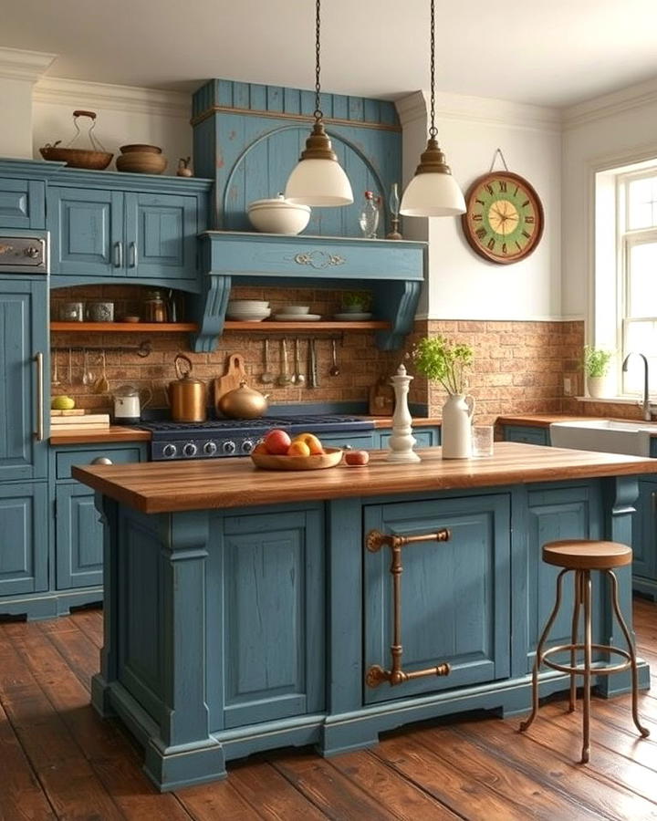 Vintage Blue Islands with Distressed Finishes