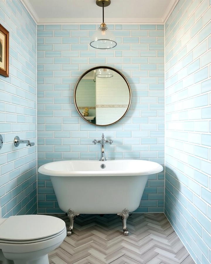 Vintage Charm with Powder Blue Subway Tiles