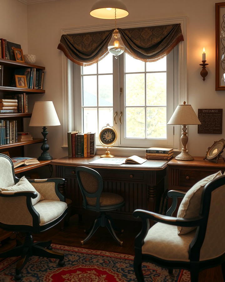 Vintage Desk with a Charming Backdrop