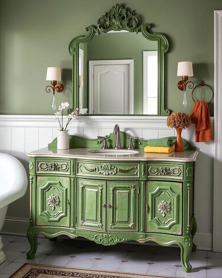 Vintage Inspired Green Vanity