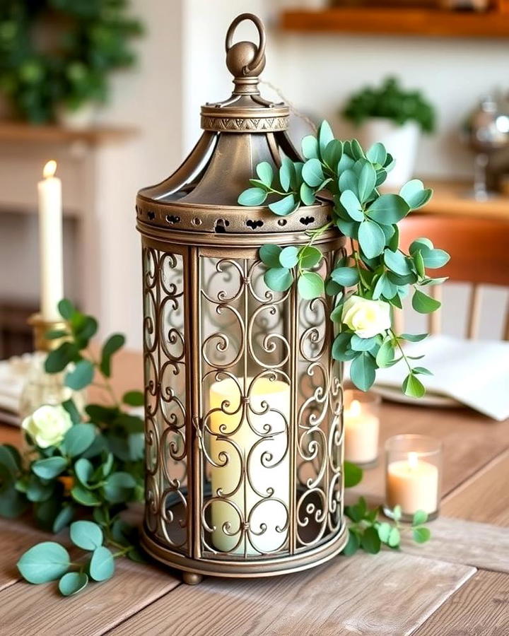 Vintage Lanterns with Eucalyptus Greenery