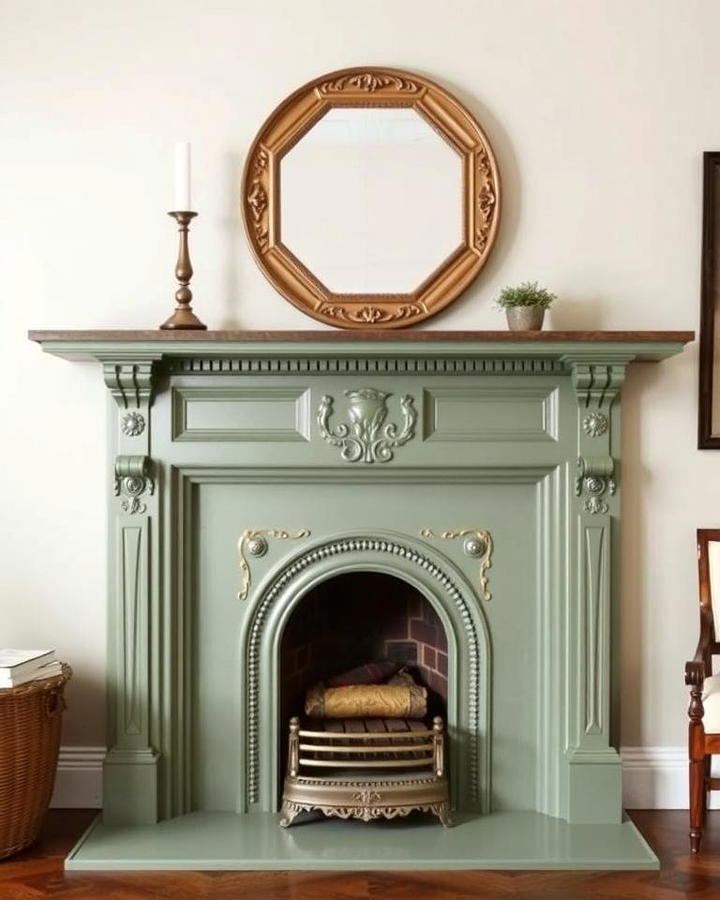 Vintage Sage Green Fireplace