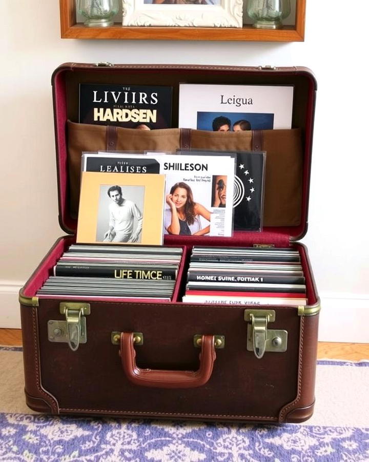 Vintage Suitcase CD Storage