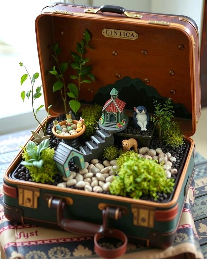 Vintage Suitcase Fairy Garden