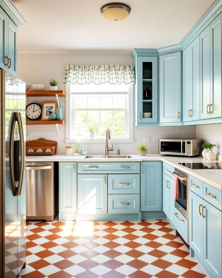 Vintage inspired Light Blue Cabinets