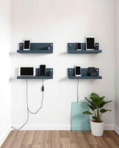 25 Smart Charging Station Ideas for a Tidy Home - Ambiance Wall Shelves With Charging Wall Mounted Usb Outlets