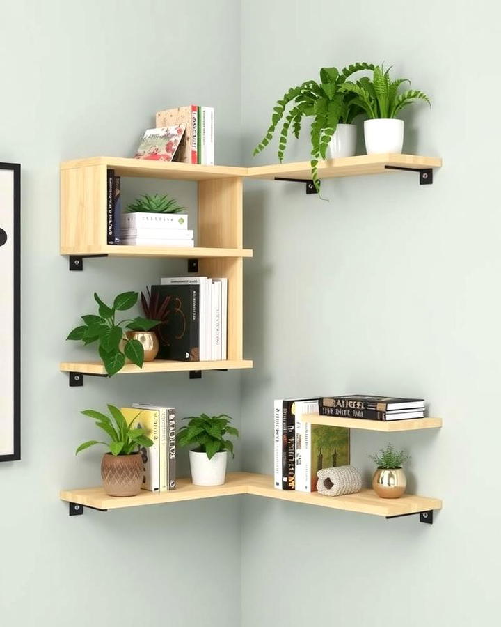 Wall Mounted Corner Bookshelves