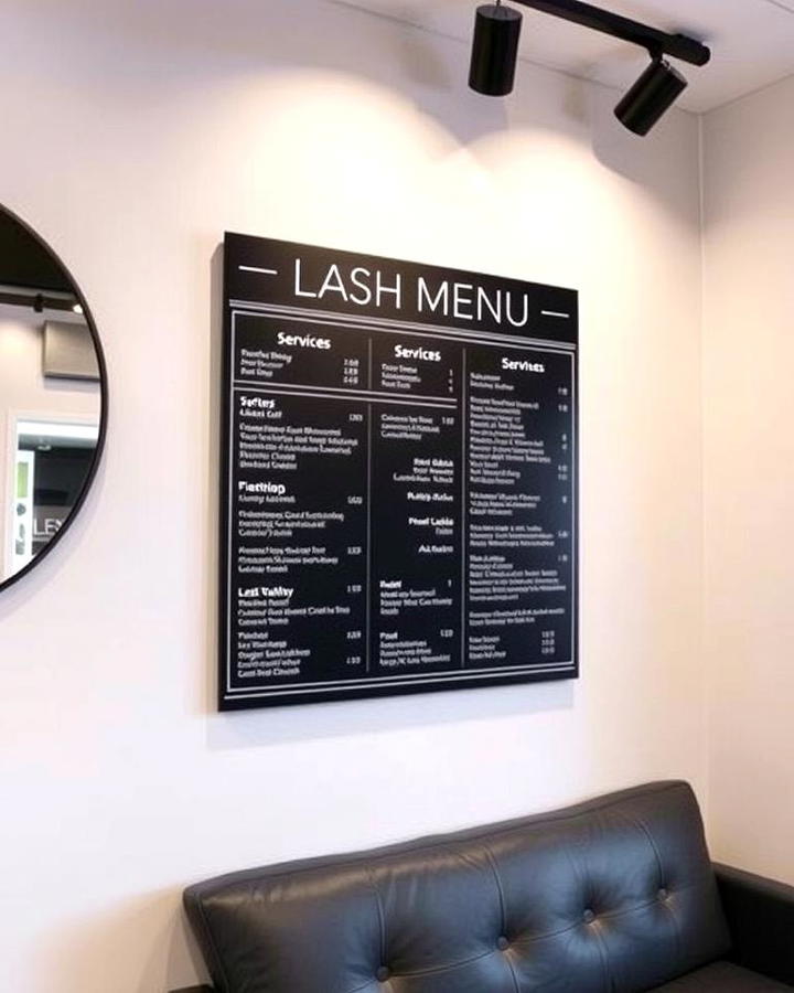 Wall Mounted Lash Menu