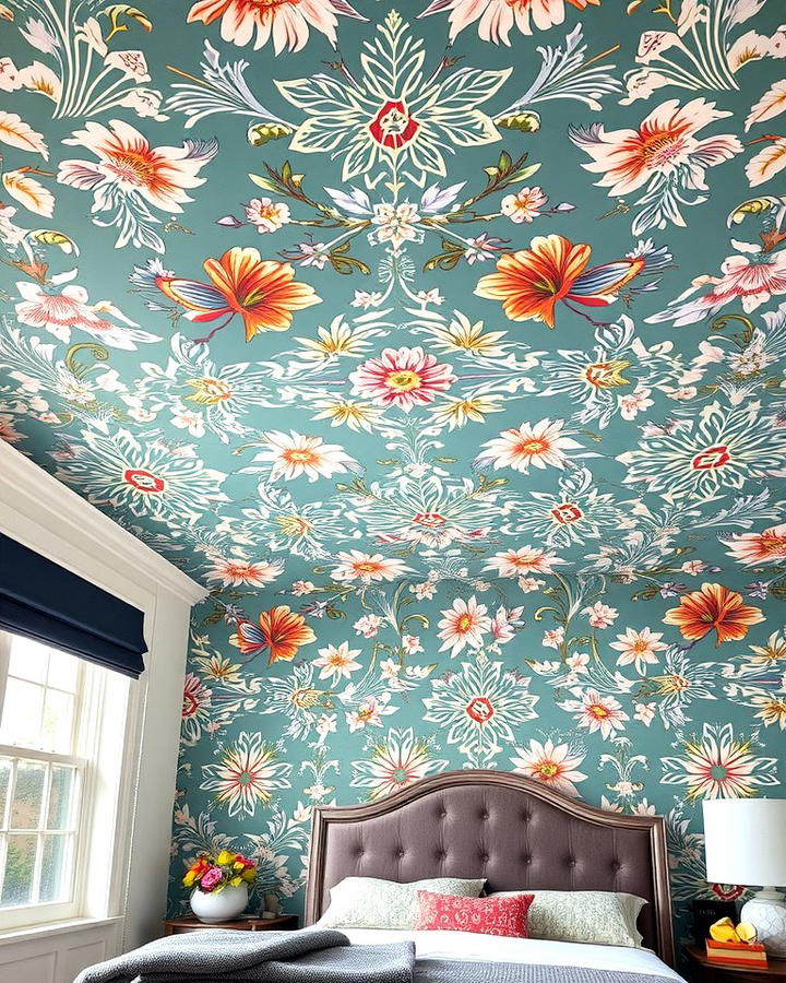 Wallpapered Ceilings for Bold Patterns