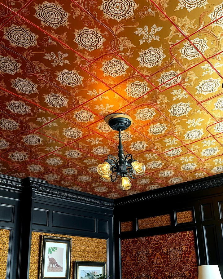 Wallpapered Ceilings for a Bold Statement