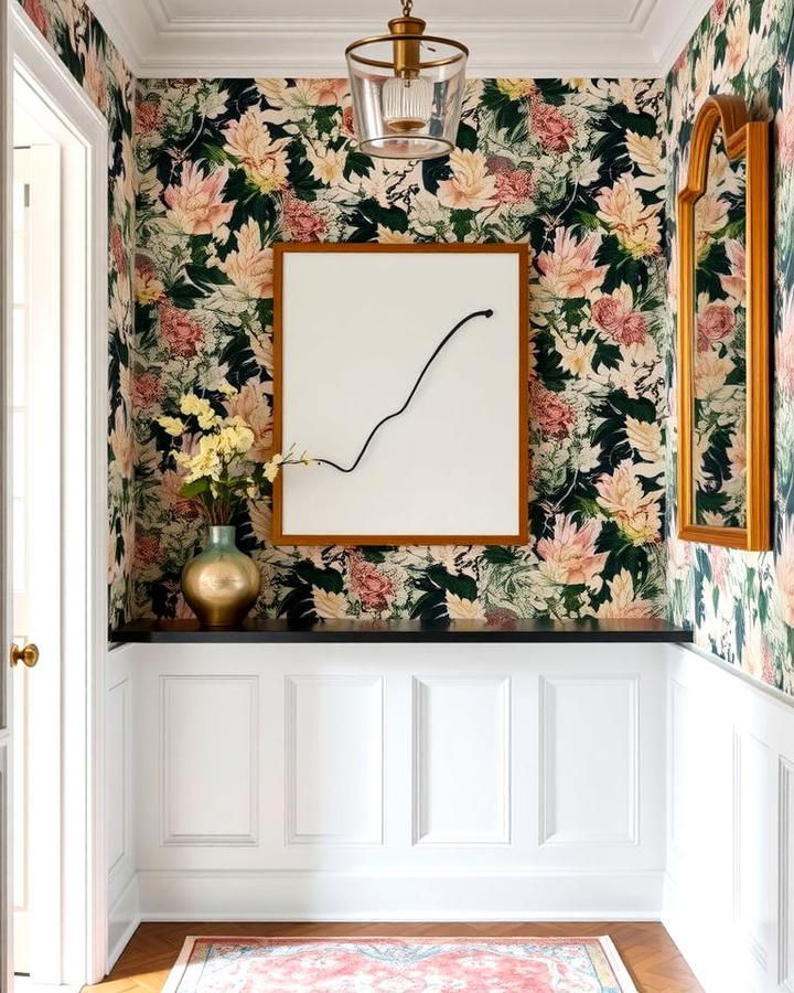 Wallpapered Wainscoting for a Creative Twist