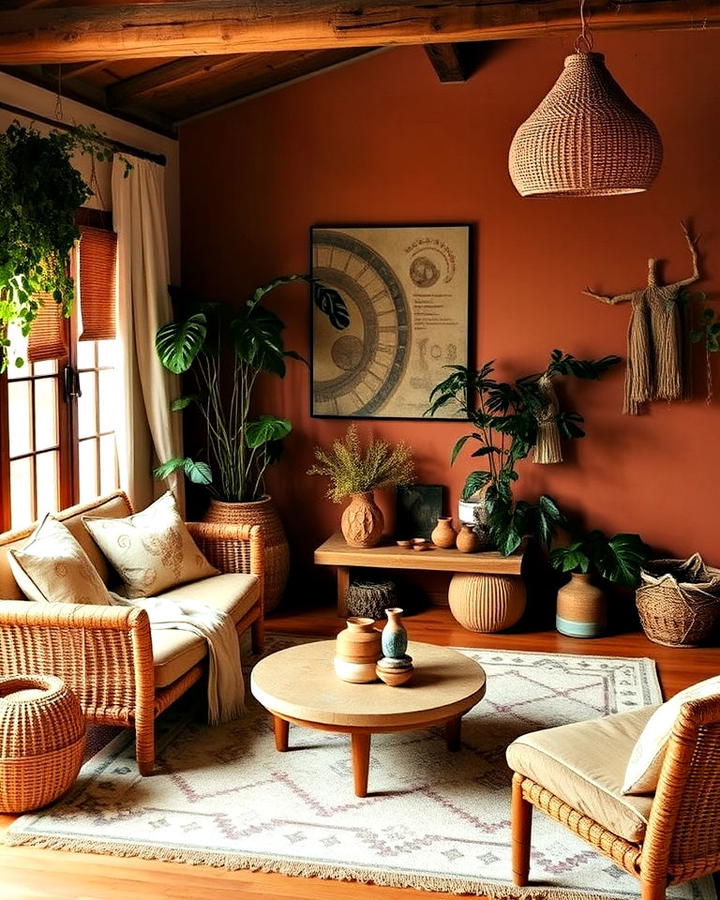 Warm, Earthy Color Palette Bohemian Interior