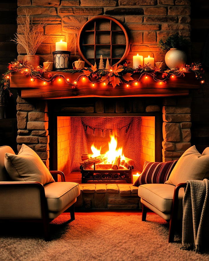 Warm Fireplace Setting