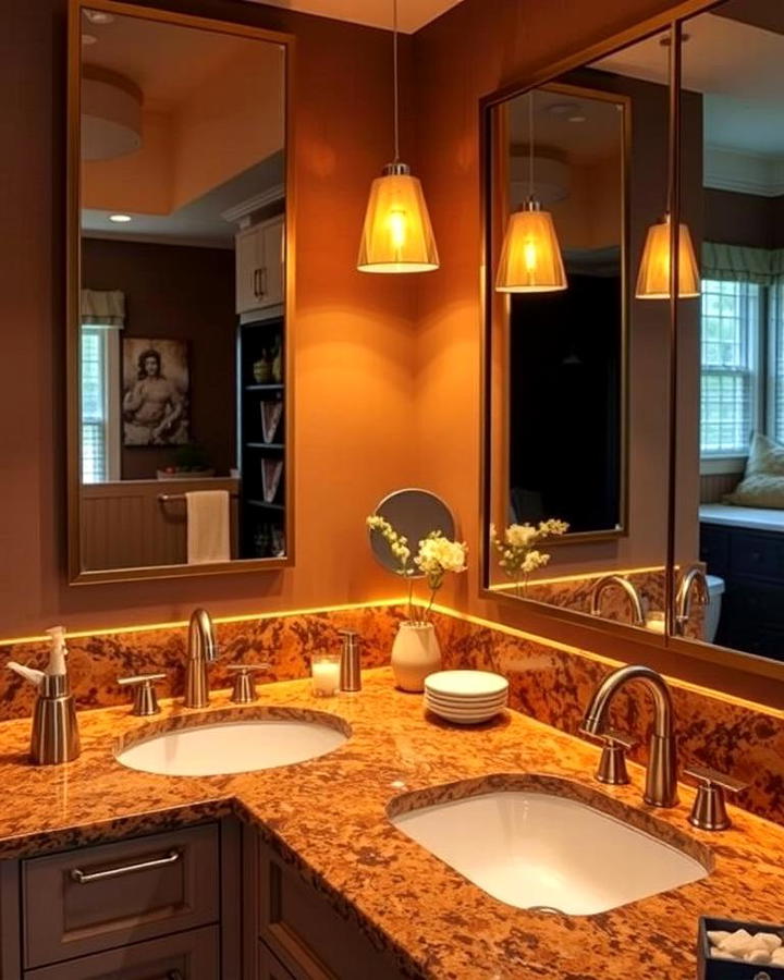 Warm Lighting Accents for Brown Granite