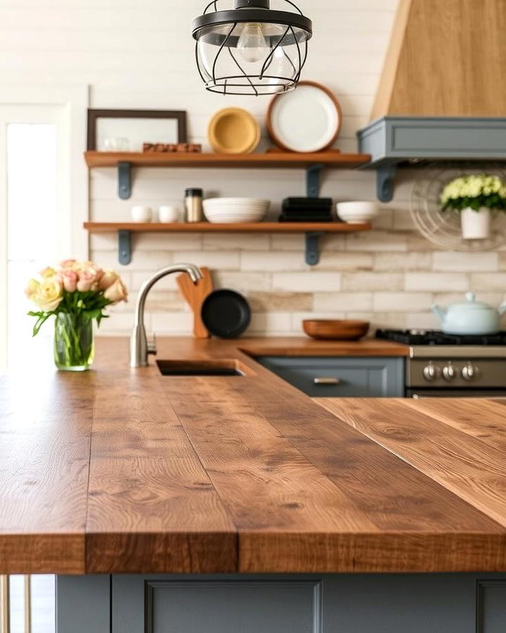 Weathered Elegance with Distressed Wood Countertops