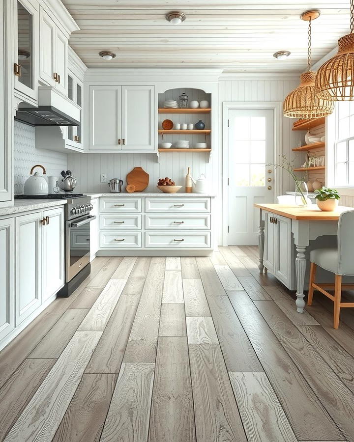 Weathered Wood Flooring for a Beachy Base