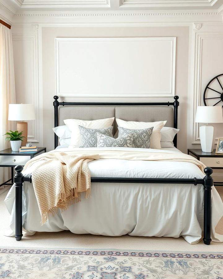 White Bedding with Black Frames