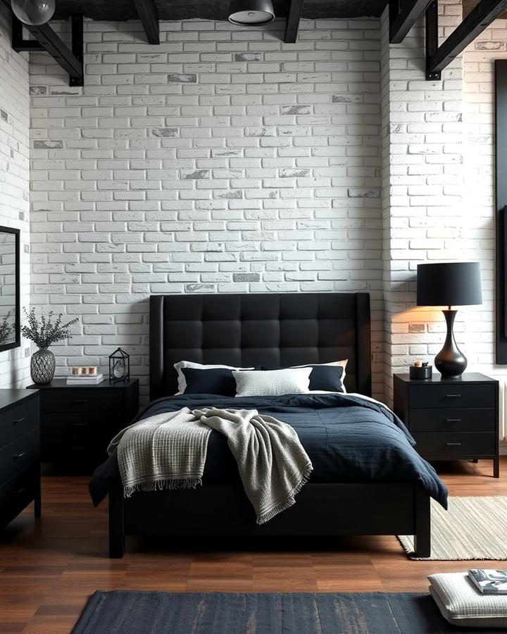 White Brick Walls with Black Furniture