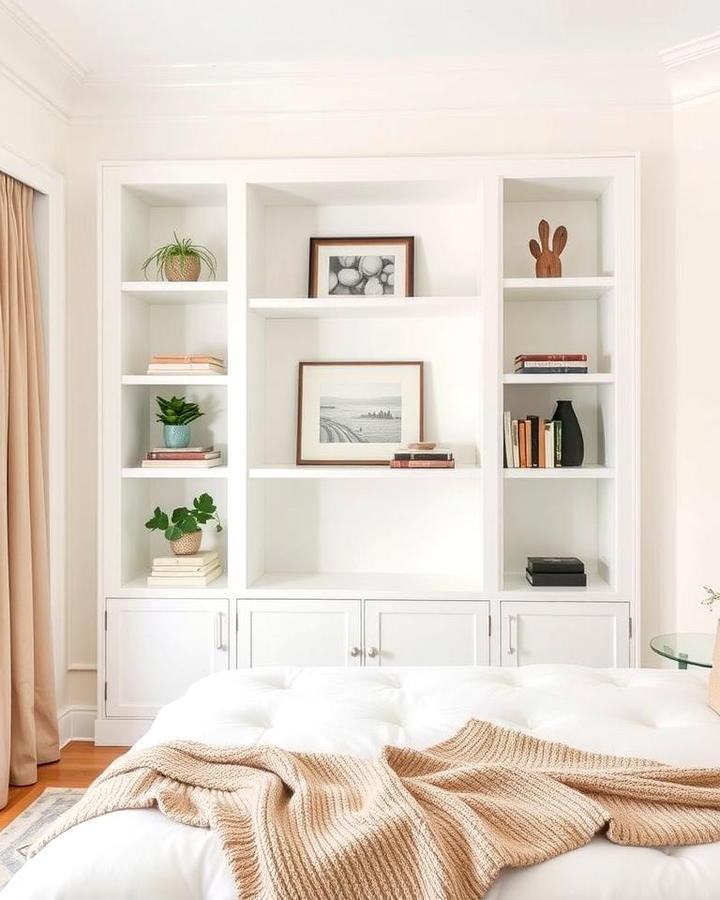 White Built In Shelves for Storage