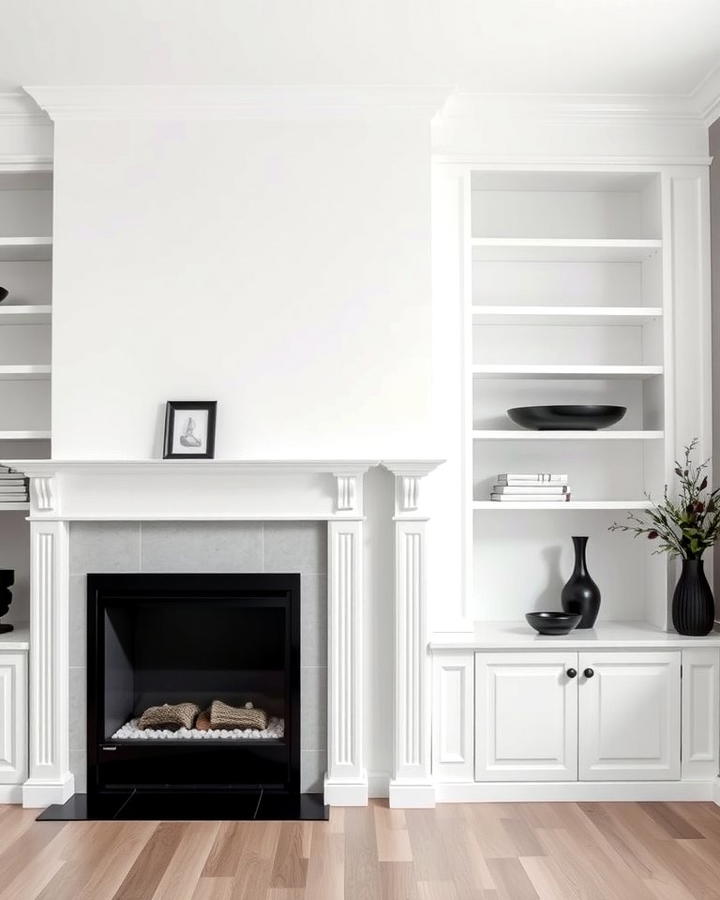 White Built In Shelves