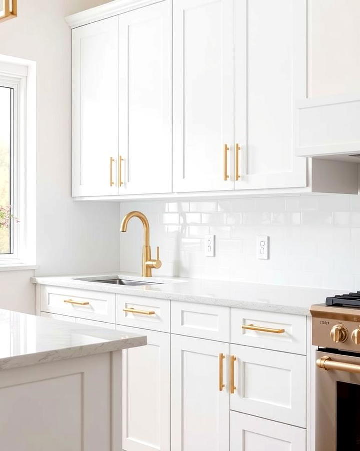 White Cabinets with Gold Bar Handles