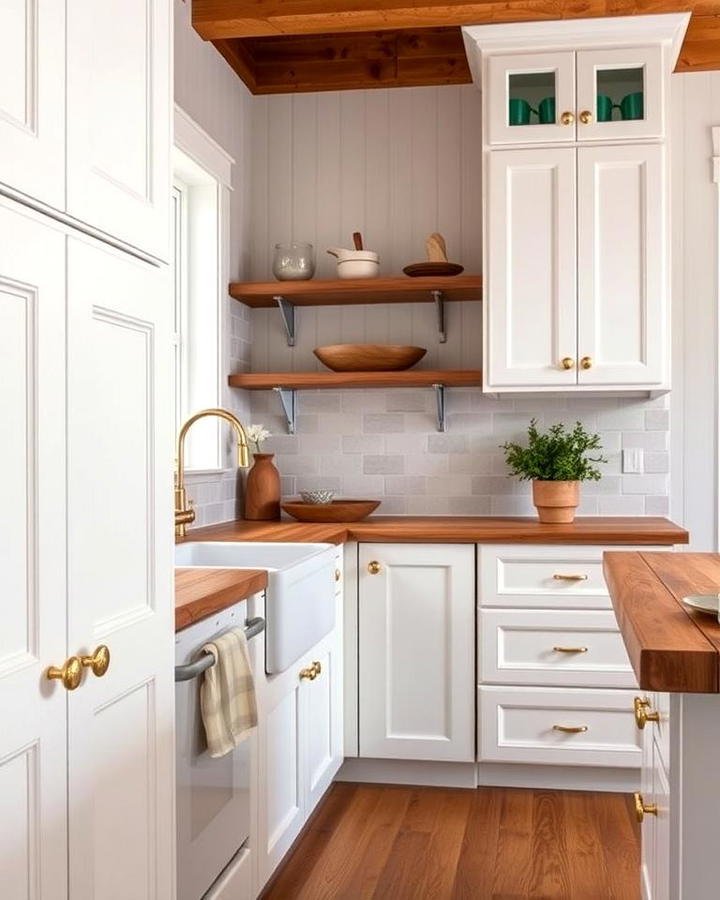 White Cabinets with Gold Hammered Handles