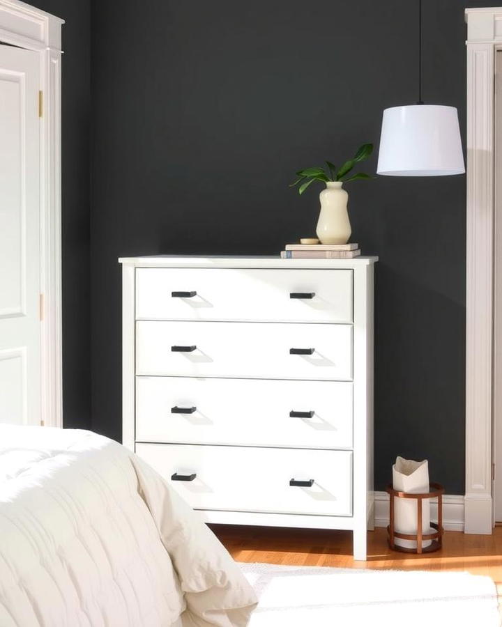 White Dresser with Black Hardware