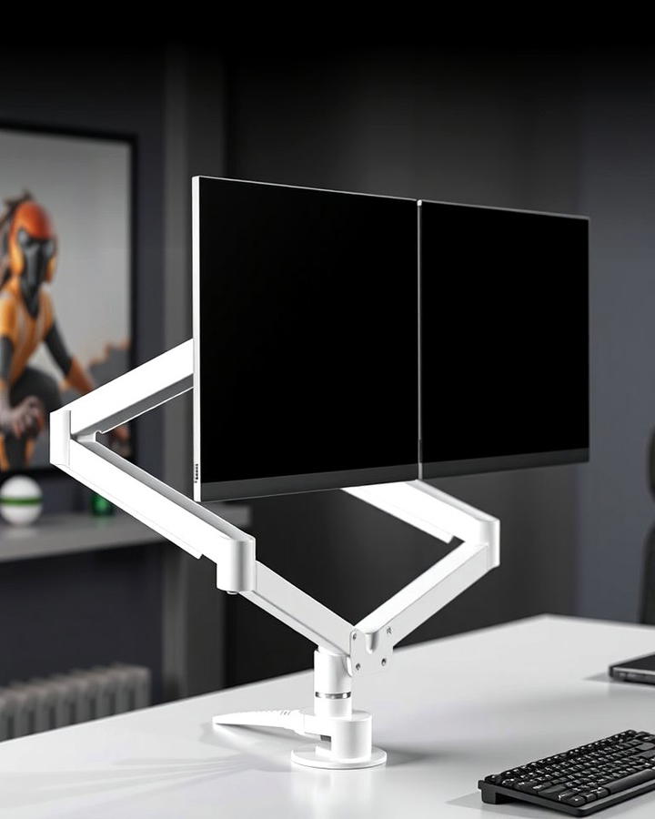 White Dual Monitor Mount