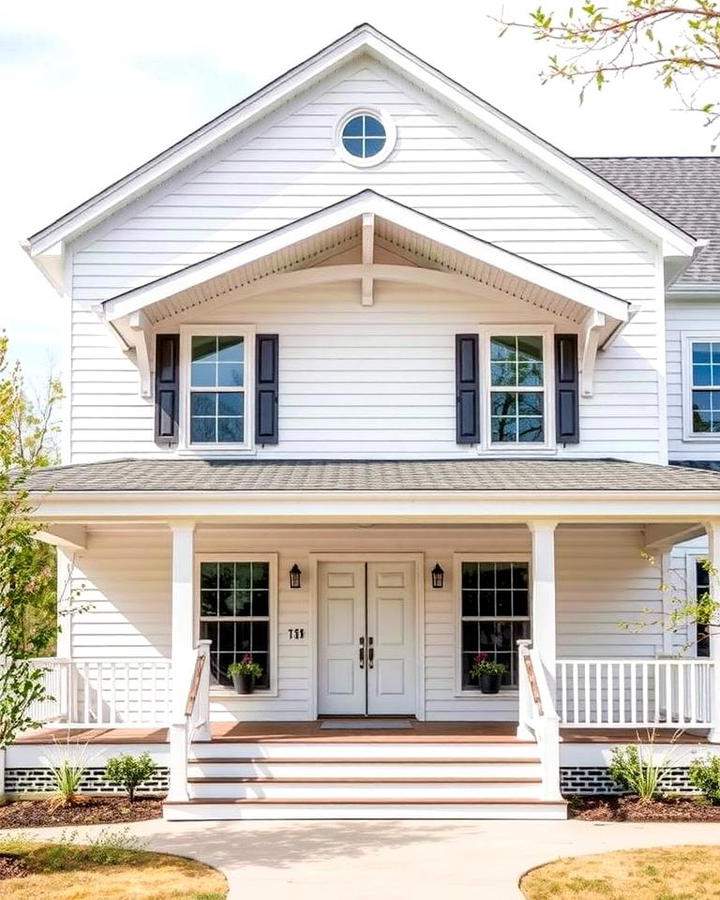 White Farmhouse Featuring Shiplap Siding