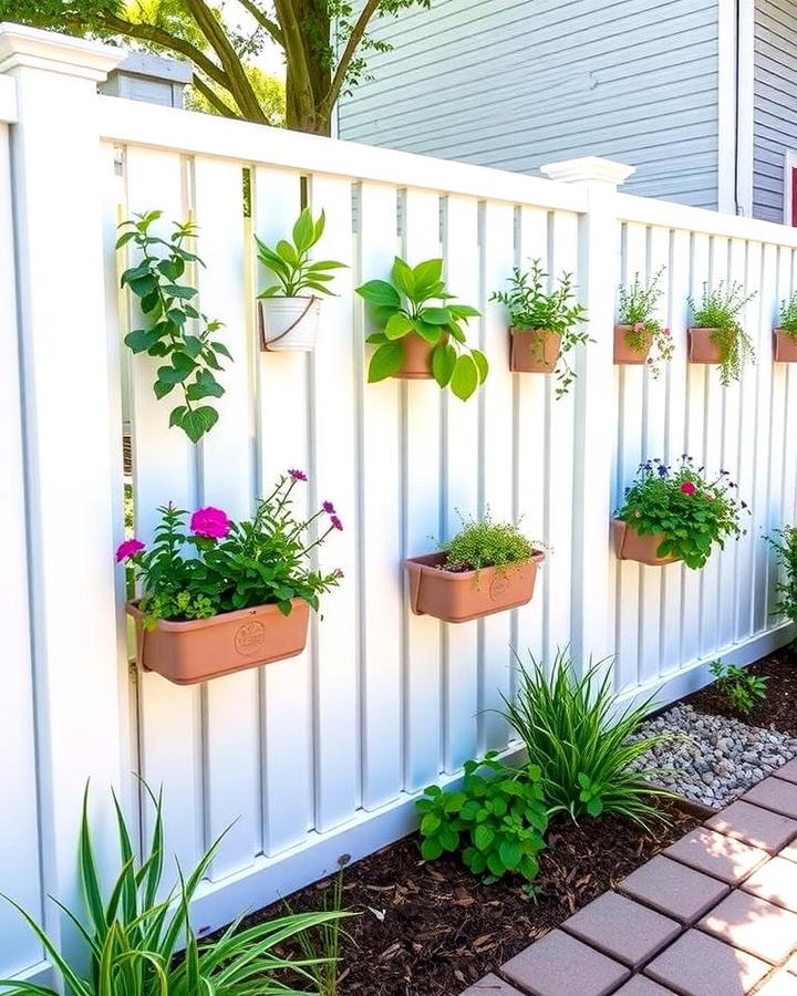 White Fence with Built In Planters