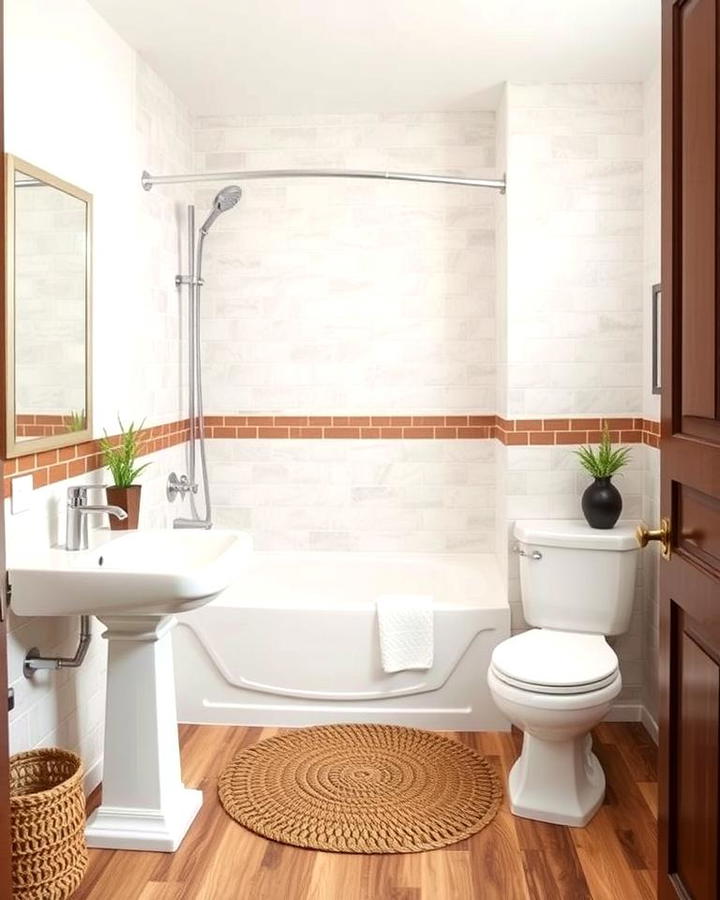 White Fixtures with Brown Flooring