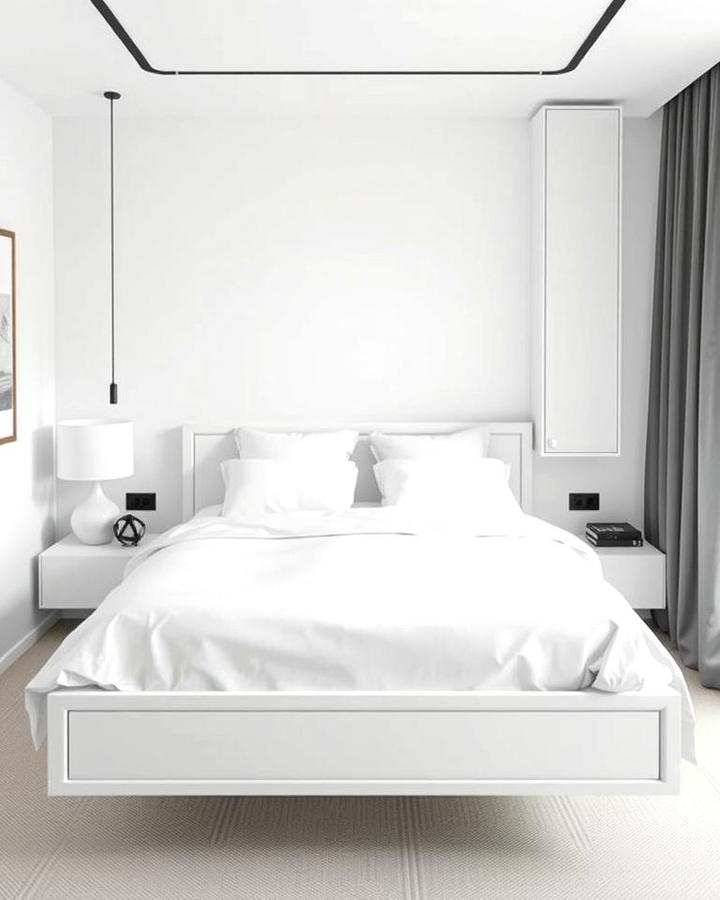 White Floating Bed Frame for Minimalist Appeal