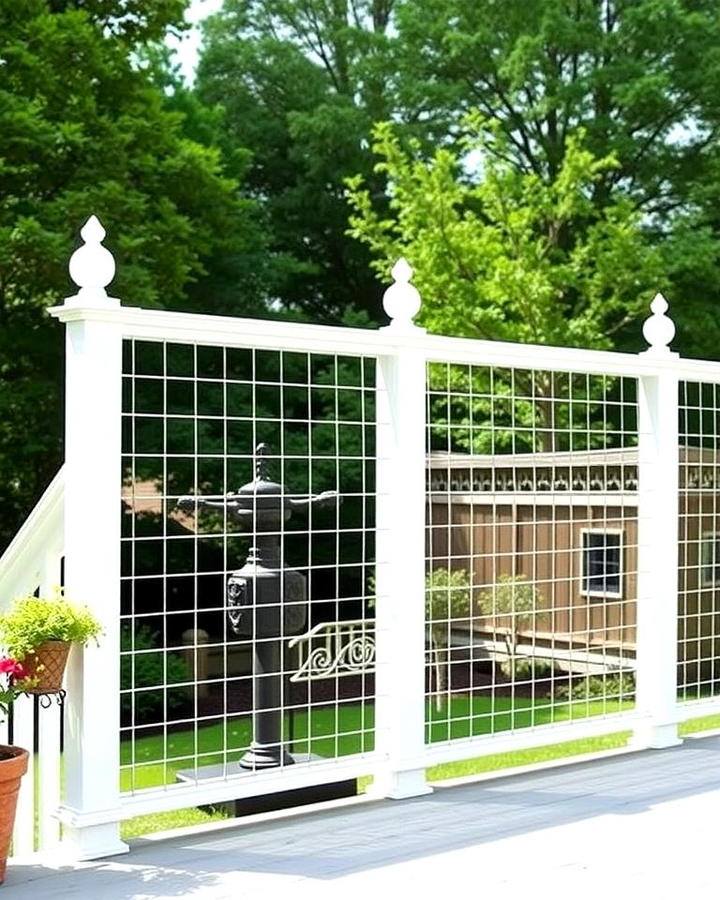 White Framed Hog Wire Railing