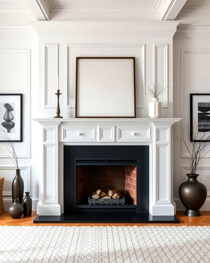 White Mantel with Black Hearth