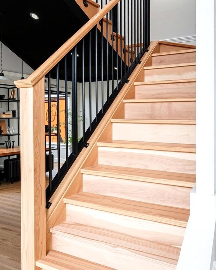 White Oak Stairs with Black Accents