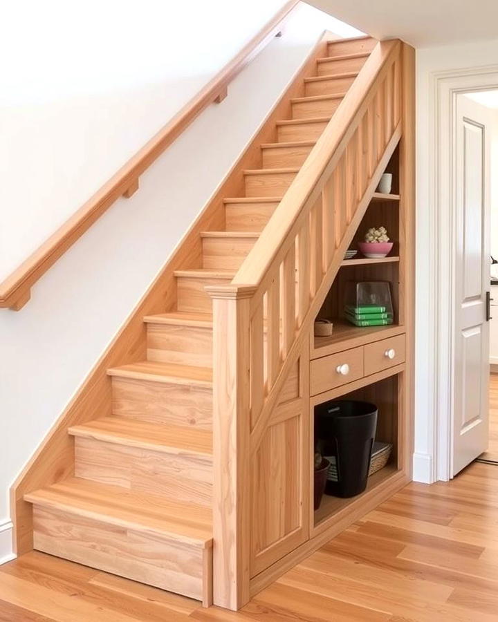 White Oak Stairs with Built In Storage