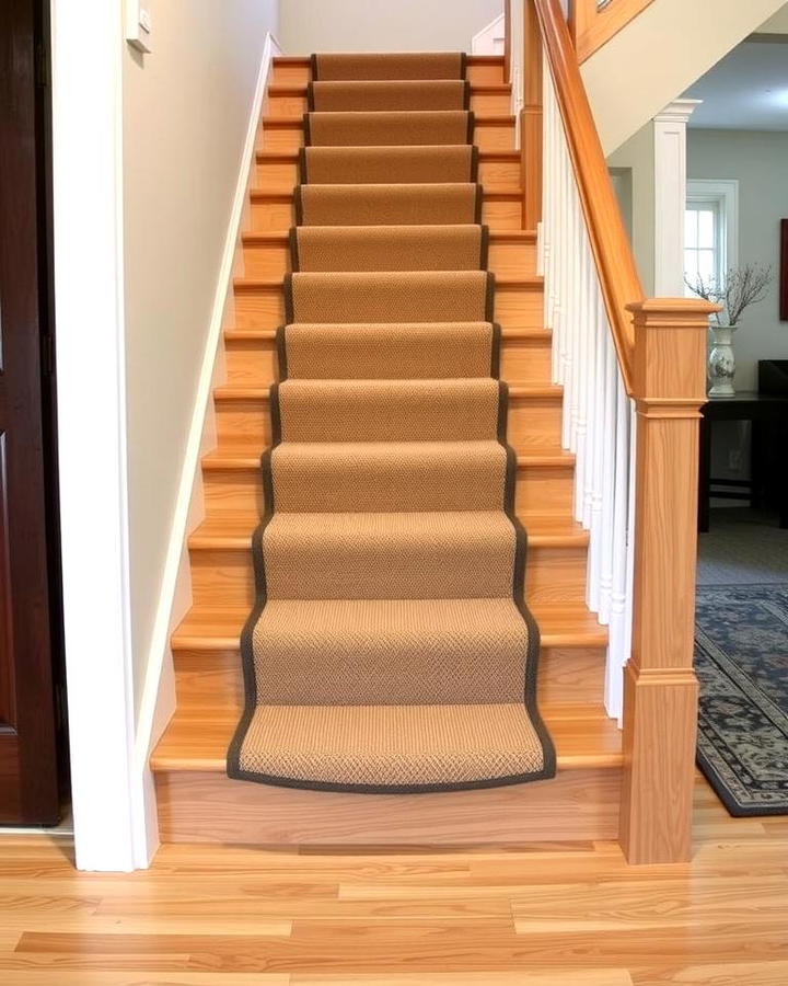 White Oak Stairs with Carpet Runners