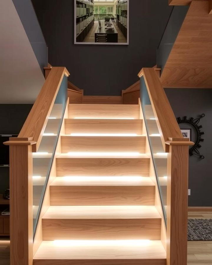 White Oak Stairs with Hidden Lighting