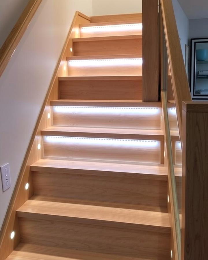 White Oak Stairs with LED Lighting