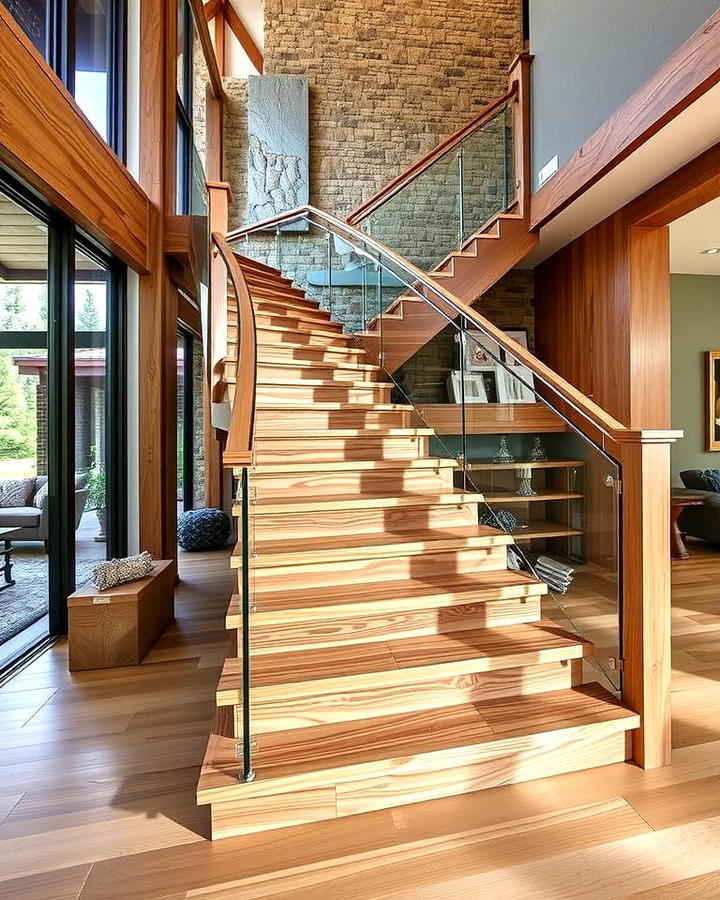 White Oak Stairs with Mixed Materials