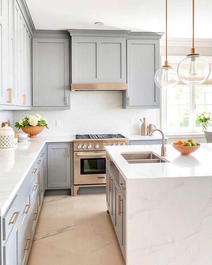 White Quartz Kitchen Countertop