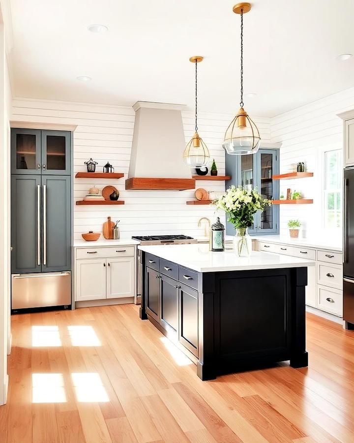 White Shiplap with a Contrasting Island