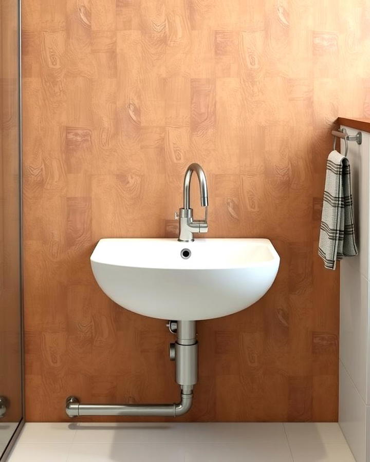 White Sink with Brown Backsplash