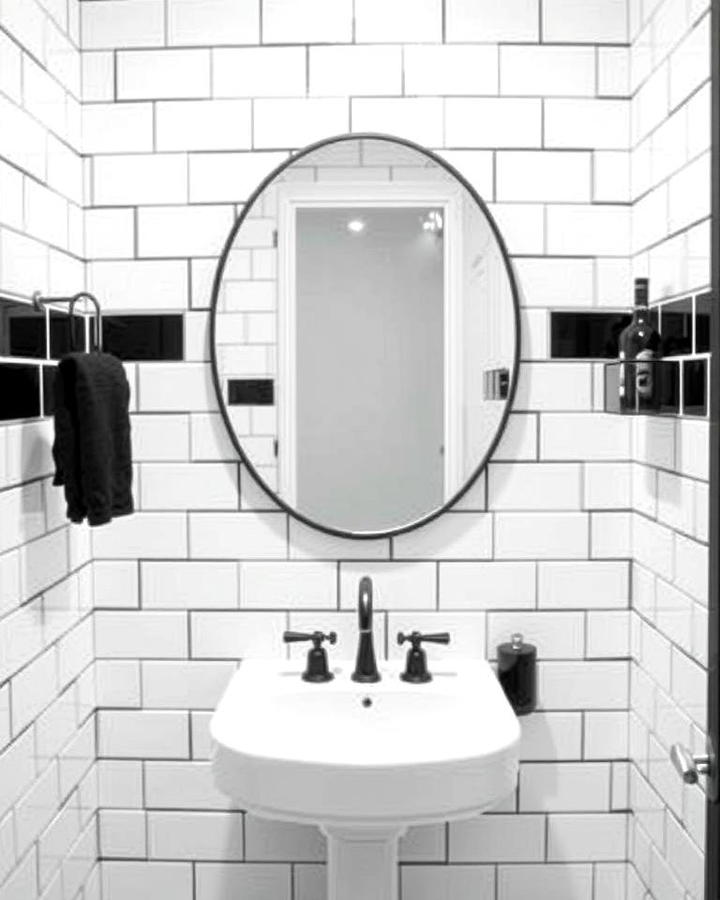 White Subway Tiles with Black Grout