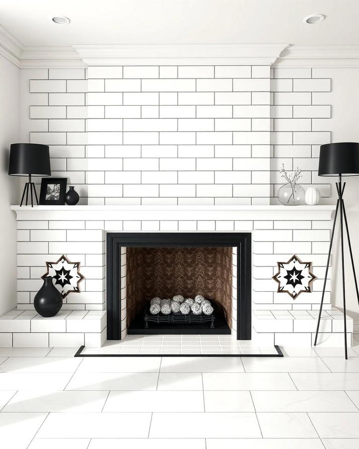 White Tile with Black Grout