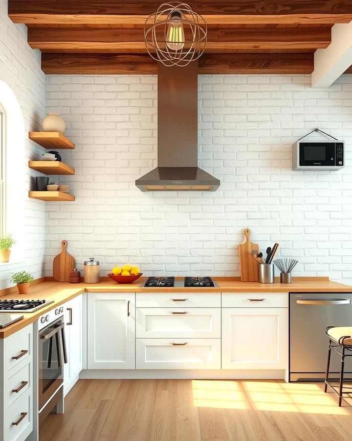 Whitewashed Brick Accent Wall